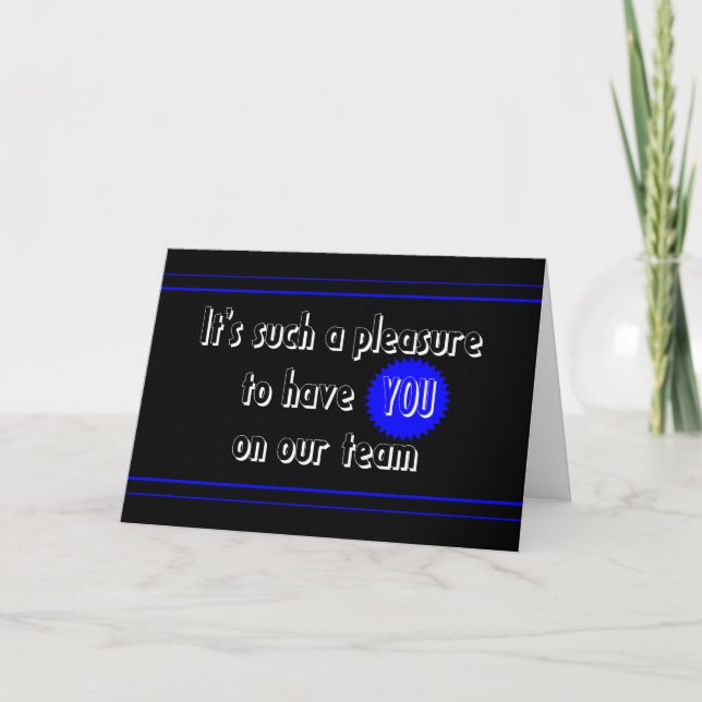 Welcome to Our Team Card (Front)