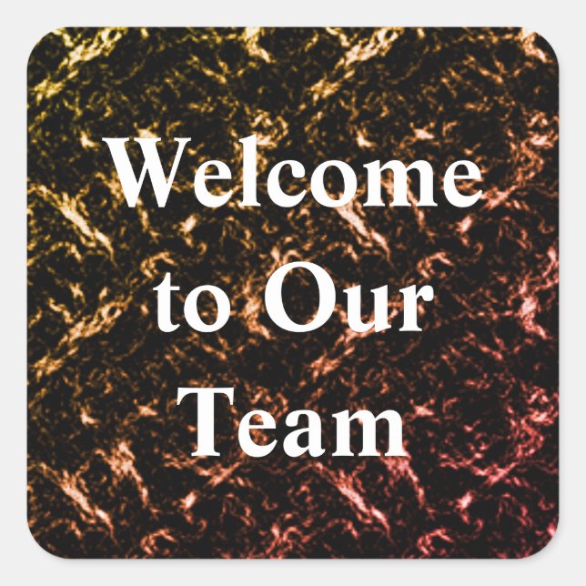 Welcome to Our Team Elegant Metallic Gold Employee Square Sticker (Front)