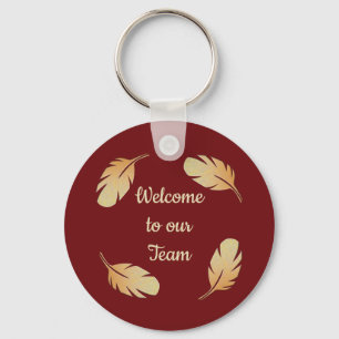 Welcome to Our Team Feather Circle Nature Key Ring