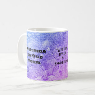 Welcome To Our Team Marbled Blue Pink Office Coffee Mug