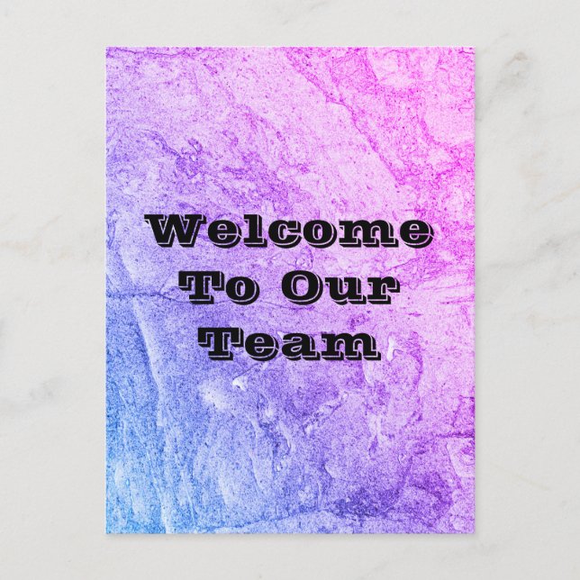 Welcome To Our Team Marbled Blue Pink Office Postcard (Front)