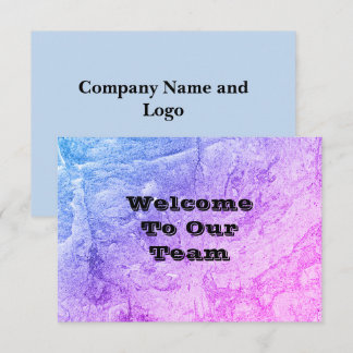 Welcome to Our Team Modern Pink Blue Abstract Thank You Card