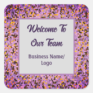 Welcome To Our Team Mosaic Purple New Employee Square Sticker