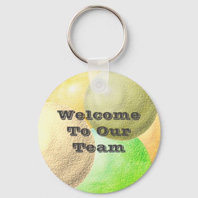 Welcome To Our Team Pastel Circle Office Teamwork Key Ring (Front)