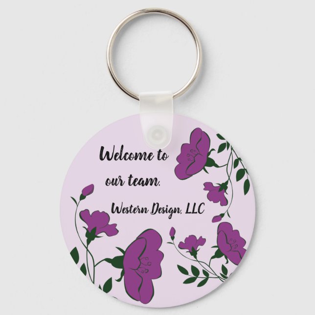 Welcome to Our Team Professional Floral Employee Key Ring (Front)