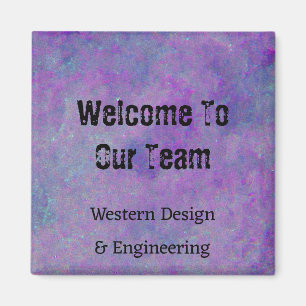 Welcome To Our Team Purple Abstract Employee Magnet