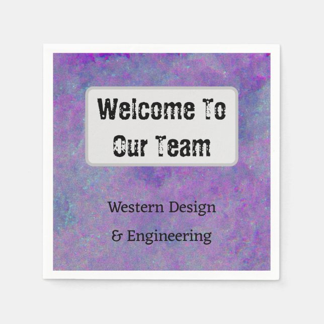 Welcome To Our Team Purple Abstract New Employee Napkin (Front)