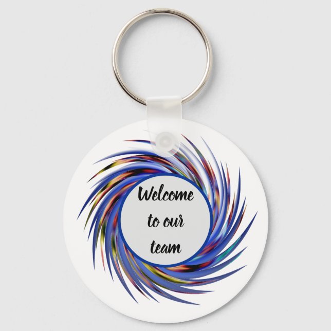 Welcome to Our Team Spiral Pattern New Employee Key Ring (Front)