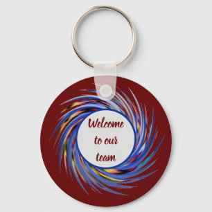 Welcome to Our Team Spiral Pattern New Employee Key Ring