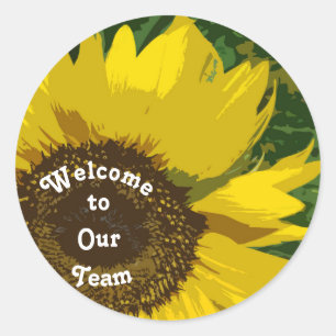 Welcome to Our Team Sunflower Business Classic Round Sticker