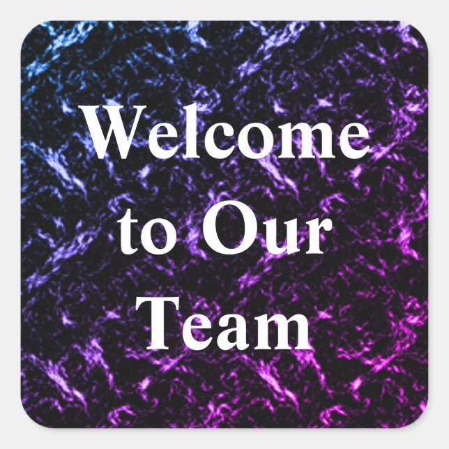 Welcome to Our Team Unique Blue Purple Employee Square Sticker (Front)