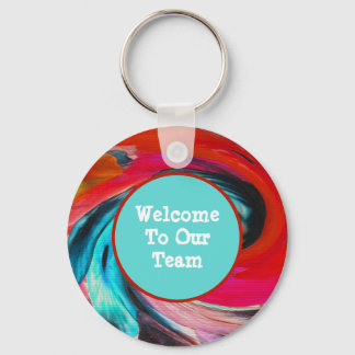 Welcome To Our Team Vivid Swirled Tie Dye Employee Key Ring