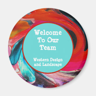 Welcome To Our Team Vivid Swirled Tie Dye Employee Magnet