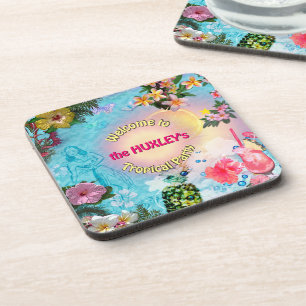 Welcome to our Tropical Party (customisable) Coaster