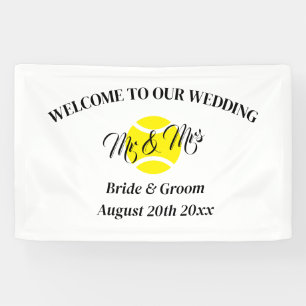 Welcome to our unique tennis wedding banner sign