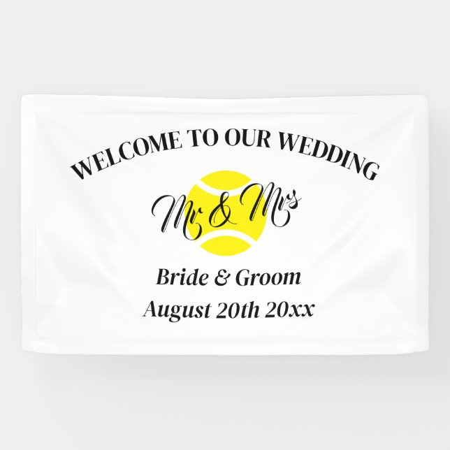Welcome to our unique tennis wedding banner sign (Horizontal)