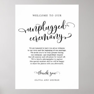 Welcome to our unplugged ceremony sign