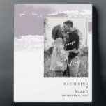 Welcome to our Wedding B/W Photo Lavender Plaque<br><div class="desc">Wedding Welcome Sign.  Lavender Splash background.  Black and White filter applied to photo.</div>