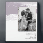 Welcome to our Wedding B/W Photo Lavender Plaque<br><div class="desc">Wedding Welcome Sign.  Lavender Splash background.  Black and White filter applied to photo.</div>