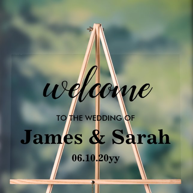 Welcome to our Wedding Black Chic Signage Entrance Acrylic Sign (Neutral)