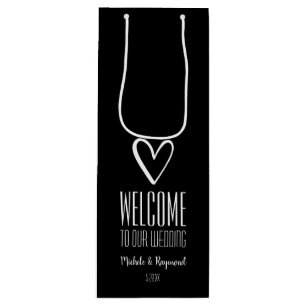 Welcome to Our Wedding Black Wine Gift Bag