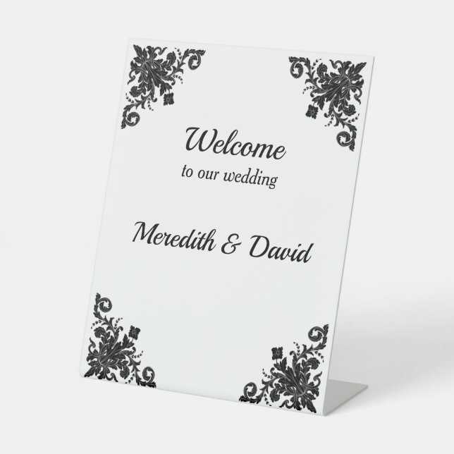 Welcome to Our Wedding Bride Groom Pedestal Sign (Front)