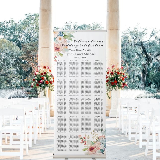 'Welcome to our Wedding Celeb.' 18 Table Seating Retractable Banner (Creator Uploaded)