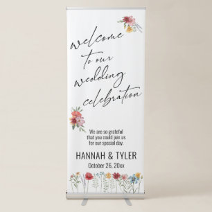 Welcome to Our Wedding Celebration Wildflowers Retractable Banner