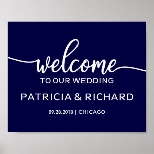 Welcome to our Wedding Chic Navy Blue Sign