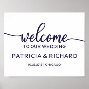 Welcome to our Wedding Chic Navy Blue Sign
