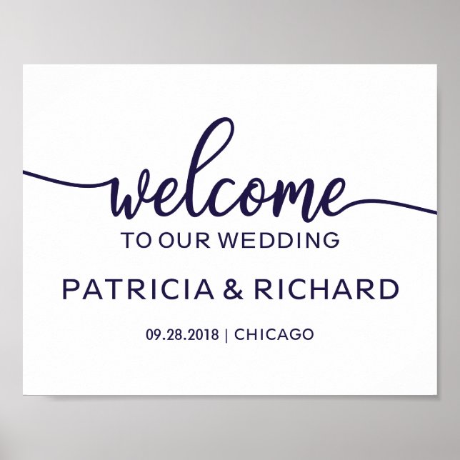 Welcome to our Wedding Chic Navy Blue Sign (Front)