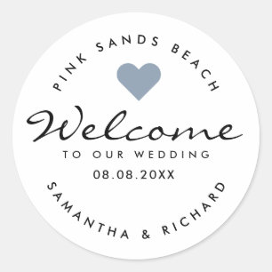 Welcome To Our Wedding Destination Name Classic Round Sticker