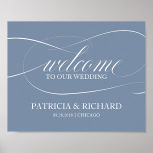 Welcome To Our Wedding Dusty Blue Sign