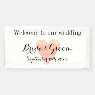 Welcome to our wedding elegant coral heart logo banner