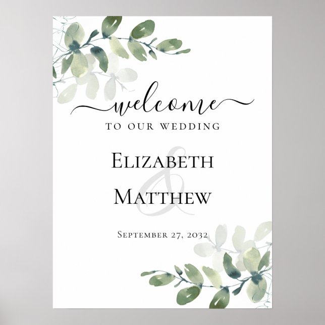Welcome to Our Wedding Eucalyptus Wedding Sign (Front)
