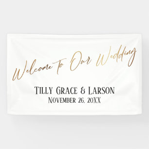 Welcome to Our Wedding Gold Casual Handwriting Banner