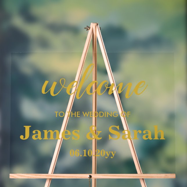 Welcome to our Wedding Gold Chic Signage Entrance Acrylic Sign (Neutral)