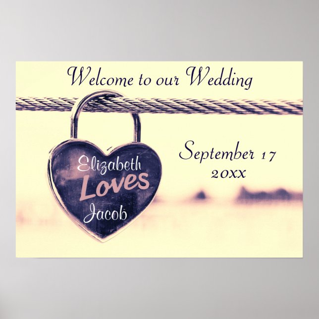 Welcome to our Wedding Heart Padlock Poster (Front)