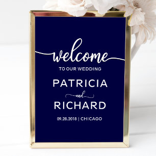 Welcome to our Wedding   Navy Blue Sign