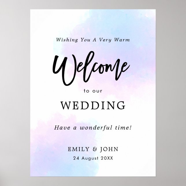 Welcome to our Wedding Pastel Watercolors Poster (Front)