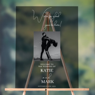 Welcome To Our Wedding Photo Banner Frosted Black Acrylic Sign