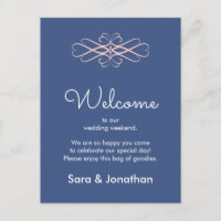 Welcome to Our Wedding Pink and Dark Blue