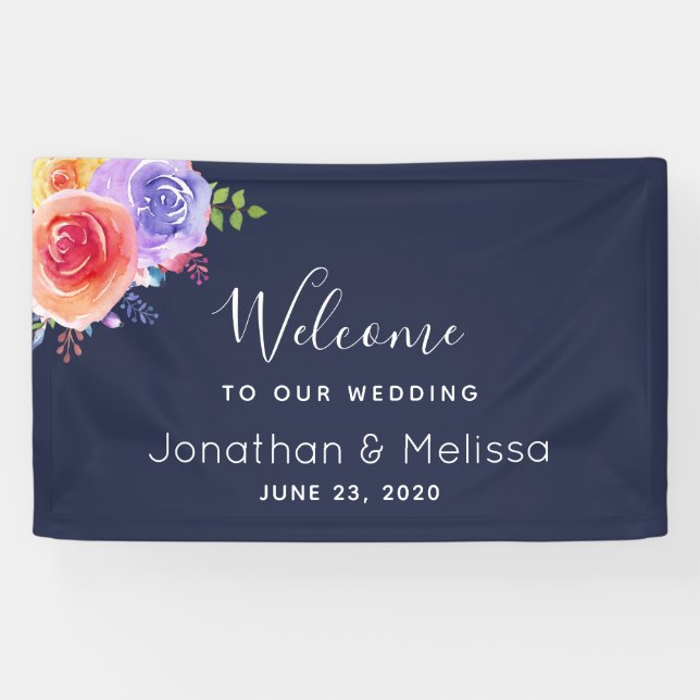 Welcome to our Wedding Pretty Floral Watercolor Banner (Horizontal)
