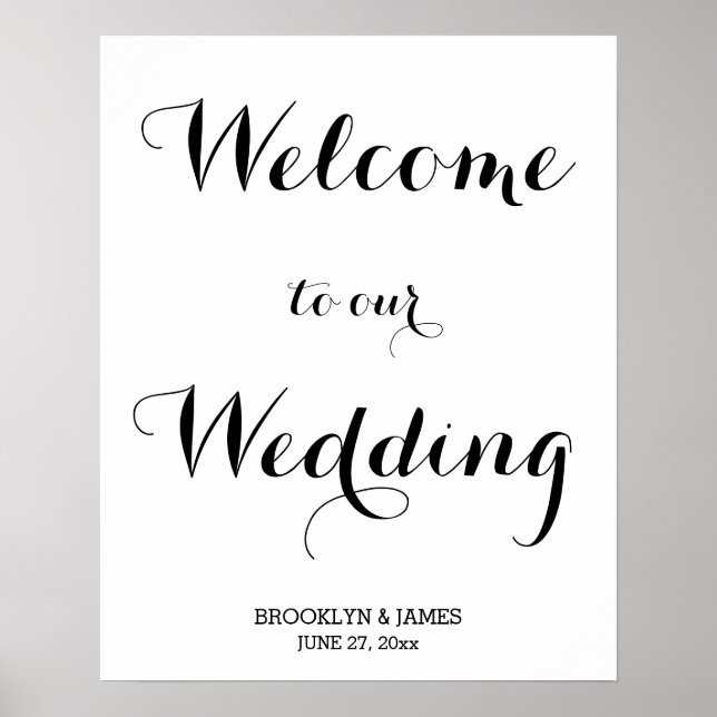 Welcome To Our Wedding Reception Sign Print (Front)