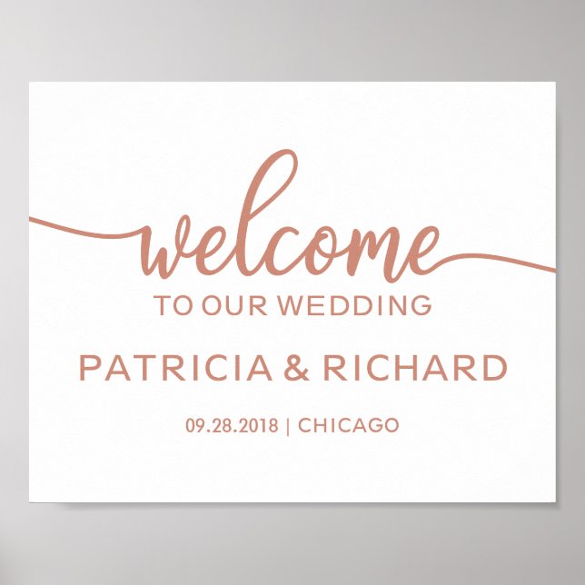 Welcome to our Wedding Rose Gold Sign (Front)