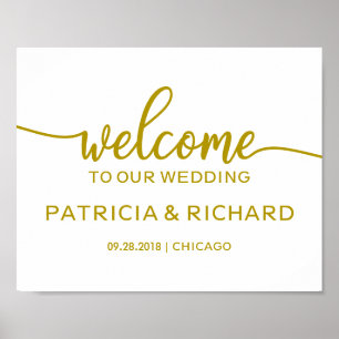 Welcome to our Wedding Rustic Chic Gold Sign