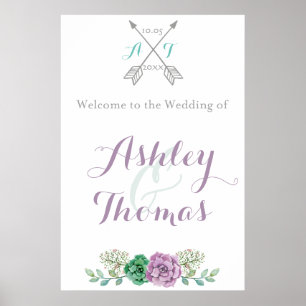 Welcome to our wedding sign   Floral   bothanical