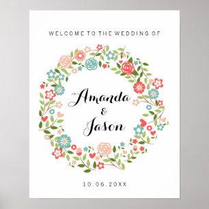 Welcome to our wedding sign   Floral   bothanical