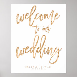 Welcome To Our Wedding Sign Gold Foil Effect