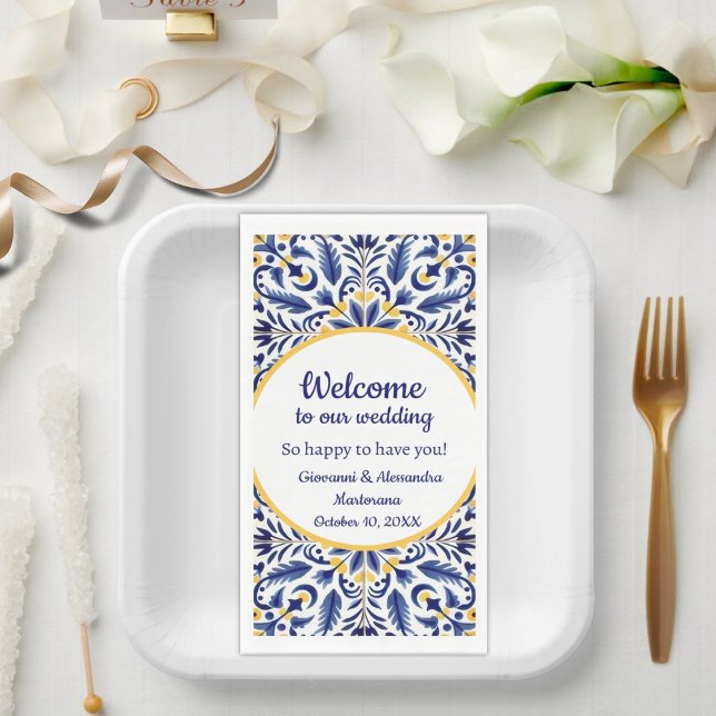 Welcome to our wedding spanish italian ceramics napkin (Creator Uploaded)